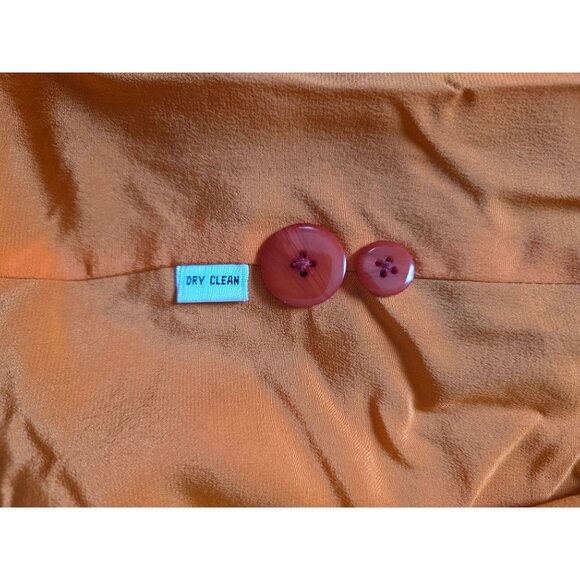 Ellen Tracy Womens Silk Long Blazer Size 14 Orange Leaf Pattern Dry Clean - Picture 6 of 8